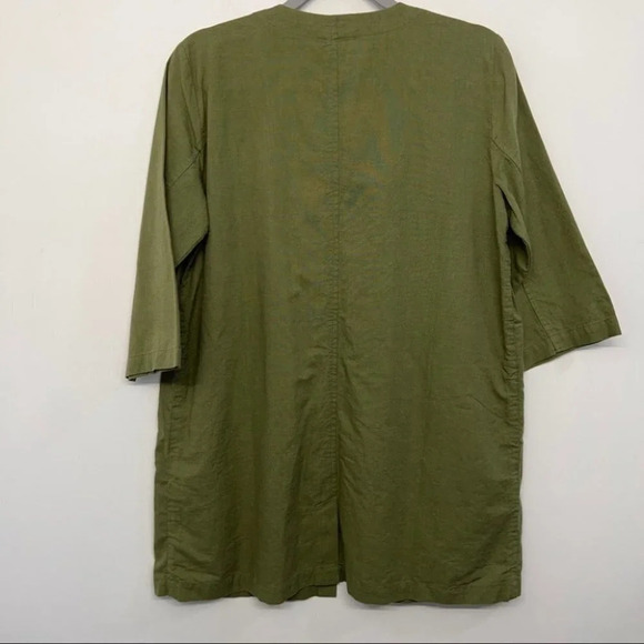 NWT Eileen Fisher Olive Green Cross-dyed Long Jacket S Open - Picture 5 of 10